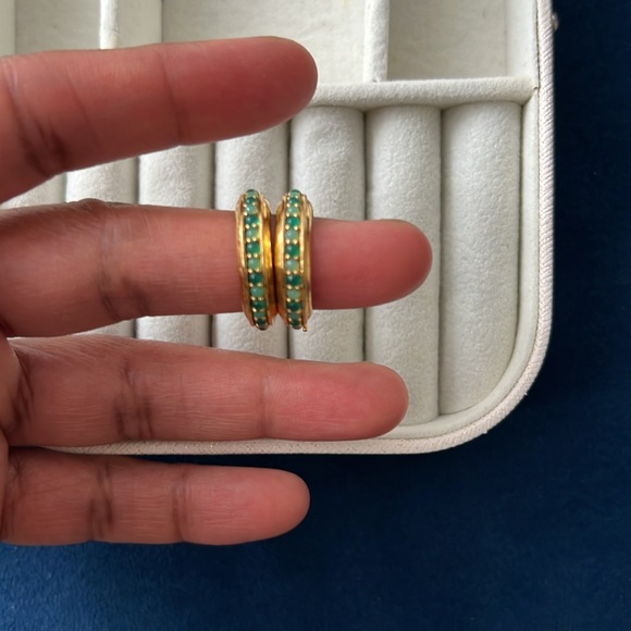 HOT ROX GEMSTONE MEDIUM HOOP EARRINGS - Picture 3 of 3